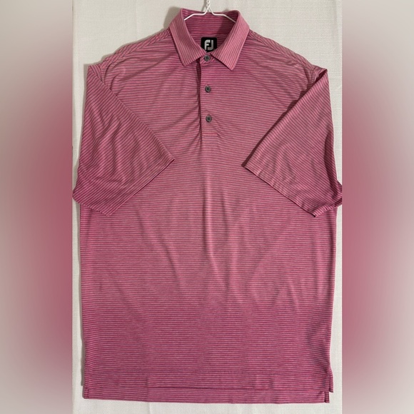 FootJoy Lisle Heather Stripe Golf Polo Shirt Pink/Blue Size Medium - Picture 9 of 11